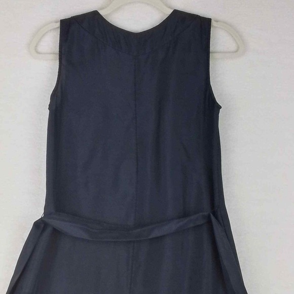 Banana Republic Dress XS Black 100% Silk Sleeveless Beaded Neck Belted Sheath - Picture 9 of 11